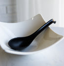 Pack Of 6 Matte Black Melamine Asian Noodle Soup Spoons With Ladle Hook Ends