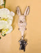 Distressed White Finish Cast Iron Whimsical Bunny Rabbit Wall Coat Hat Hook