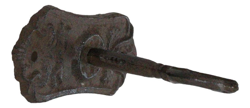 Pack Of 4 Cast Iron Rustic Distressed Fleur De Lis French Scroll Key Wall Hooks