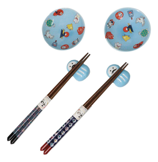 Japanese Cartoon Icons Blue Sauce Dishes Chopsticks And Rests Sushi Set For 2