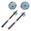 Japanese Cartoon Icons Blue Sauce Dishes Chopsticks And Rests Sushi Set For 2