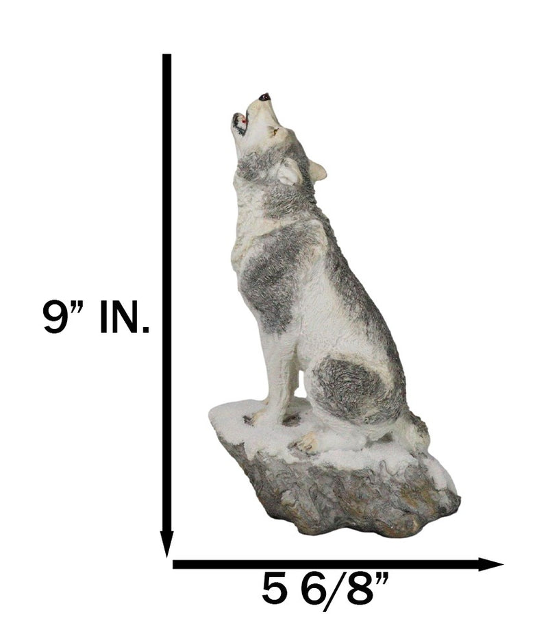 Woodlands Wildlife Mystical Alpha Snow Arctic Wolf Howling At The Moon Figurine