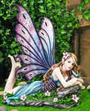 Castle On A Cloud Lavender Fairy Daydreaming With Butterfly Large Statue 23"L