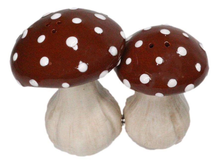 Wild Red With White Polkadots Toadstool Mushrooms Fungi Salt And Pepper Shakers