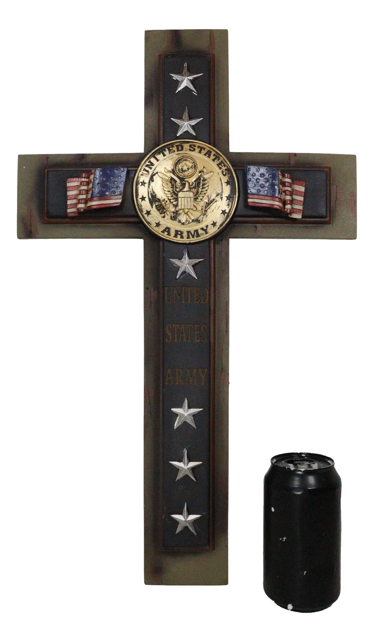 Large Patriot USA Military United States Army Medallion Flags Stars Wall Cross