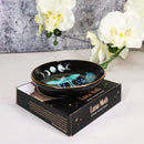 Wicca Witchcraft Dark Forest Phases of The Moon Luna Moth Round Incense Holder