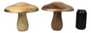Pack Of 2 Rustic Handcrafted Hardwood Acacia Mushrooms With Golden Edge Decors