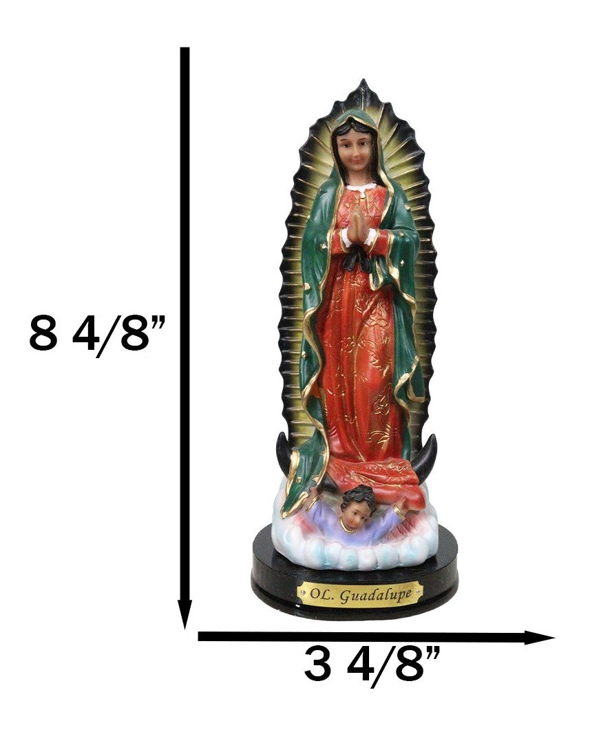 Catholic Blessed Virgin Mary Our Lady of Guadalupe Figurine With Base 8" Tall