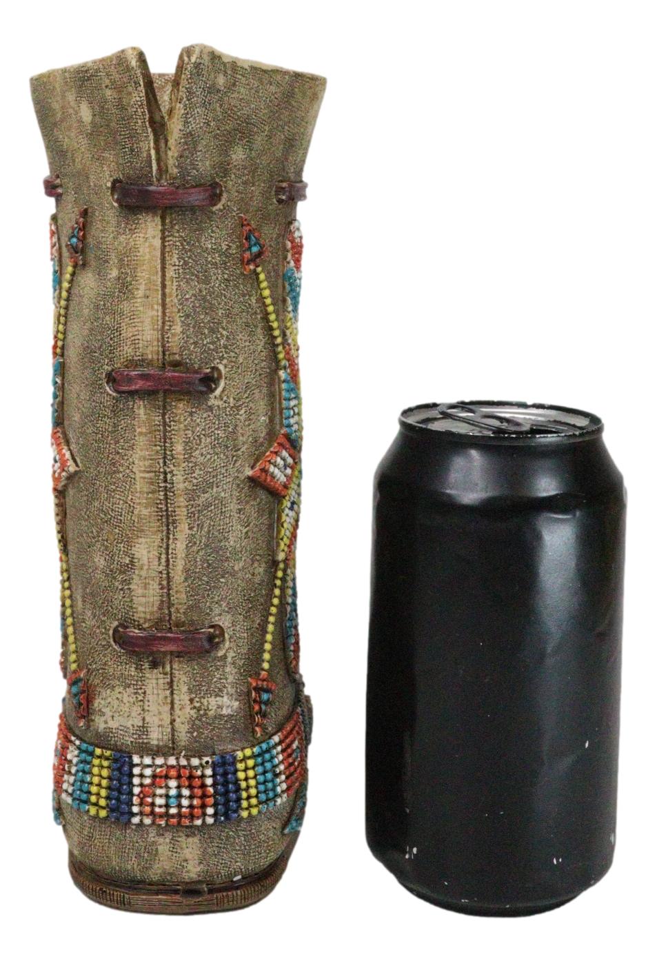 Southwestern Tribal Native Arrows Indian Moccasin Faux Leather Boot Vase Decor