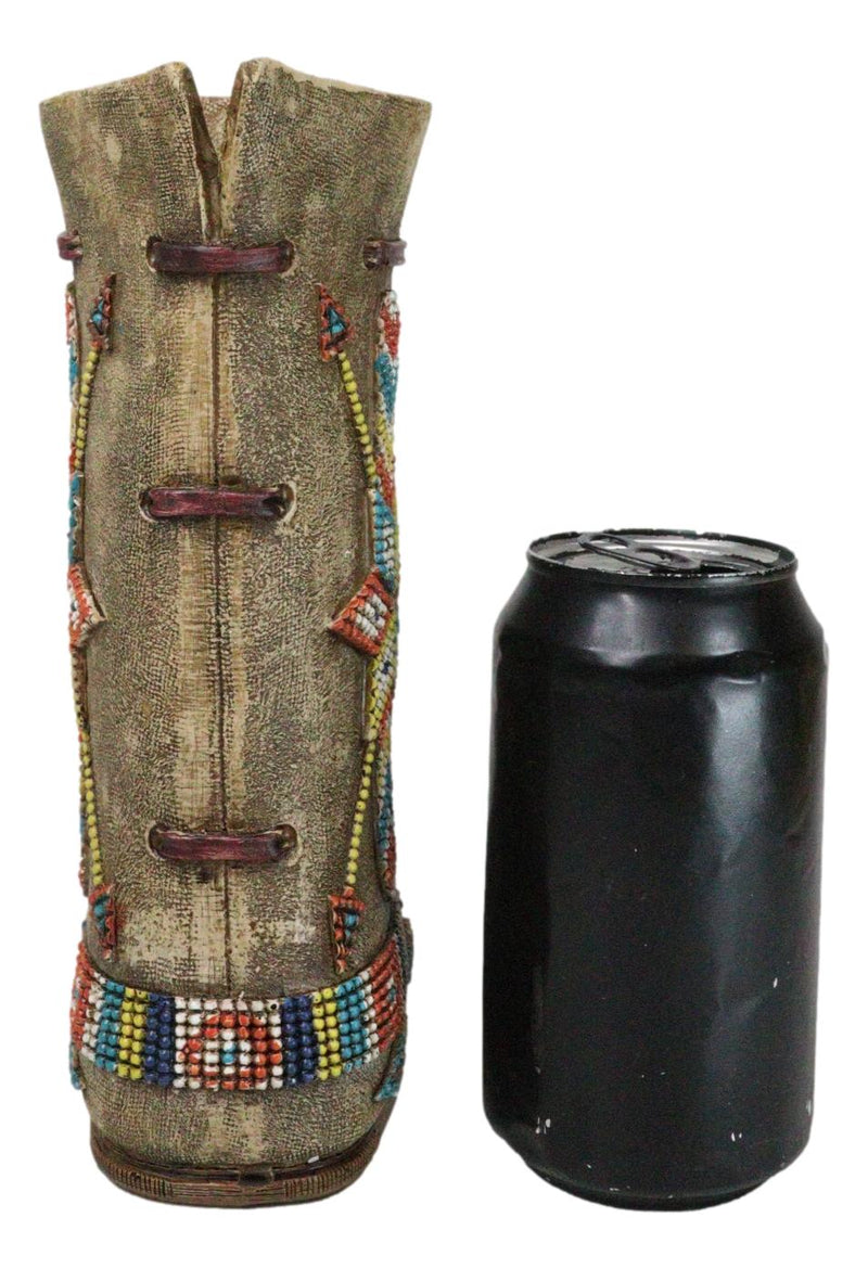 Southwestern Tribal Native Arrows Indian Moccasin Faux Leather Boot Vase Decor