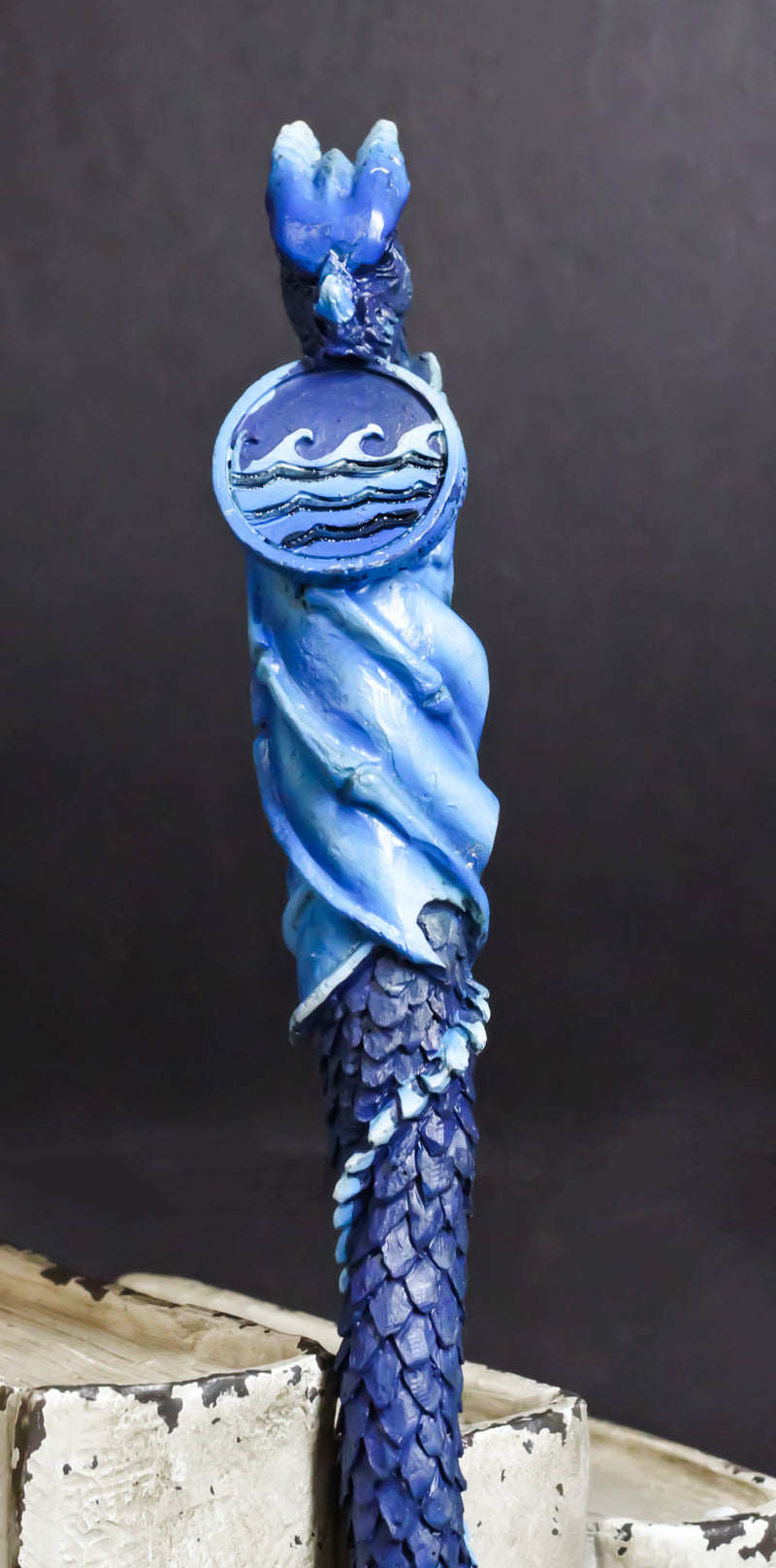 Blue Water Ocean Wave Drake Elemental Dragon Fantasy Cosplay Magic Wand 14" L