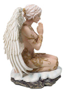 Praying Seraphim Angel With Golden Scrollwork Motif On Her Knees Figurine 6.25"H