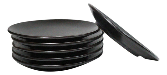 Set Of 6 Kokuyo Black Contemporary Appetizer Dessert Salad Ceramic Plates 6"D
