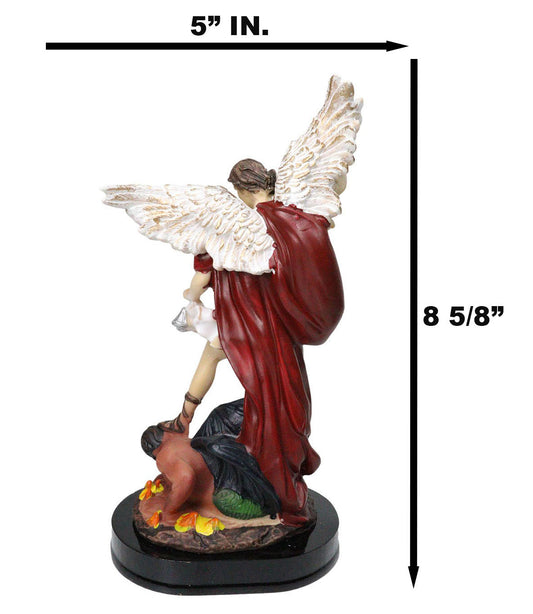 Archangel Saint Michael Trampling Satan With Sword And Scales Figurine 8"H