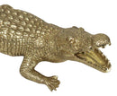Large 2 Feet Gold Patina Crocodile Baring Jaws and Razor Teeth Garden Statue