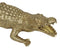 Large 2 Feet Gold Patina Crocodile Baring Jaws and Razor Teeth Garden Statue