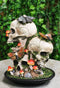 Macabre Death Moths Toadstool Mushrooms and Moss Fungi Trio Skulls Figurine