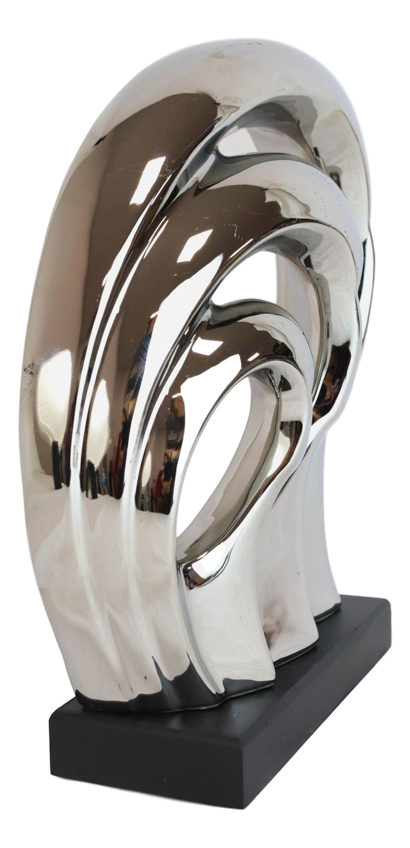 Silver Plated Ceramic Abstract Modern Gallery Art 3 Faces Family Unit Figurine