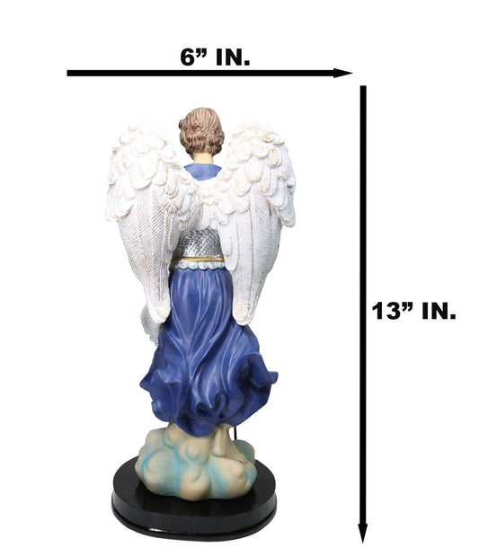 Archangel Saint Raphael Holding Staff And Fish Statue With Name Base 12"H - Ebros Gift