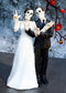Love Never Dies Skeleton Wedding Couple Bride and Groom Love Hand Sign Figurine