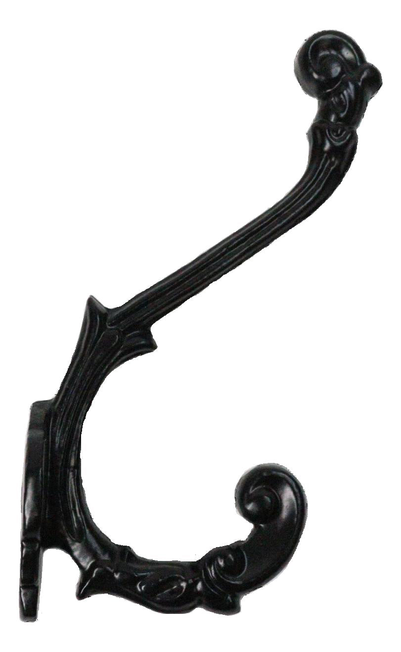 Set Of 4 Forged Cast Iron Black French Scroll Art Double Hooks Wall Coat Hangers