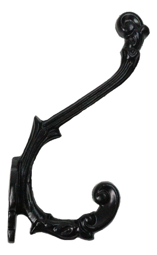 Set Of 4 Forged Cast Iron Black French Scroll Art Double Hooks Wall Coat Hangers