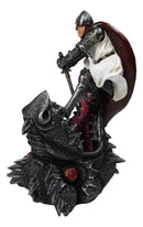 Saint George Roman Crusader Knight Killing Dragon With Sword Figurine 8.5"H