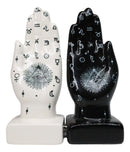 Black And White Fortune Teller Palmistry Hands Ceramic Salt Pepper Shakers Set