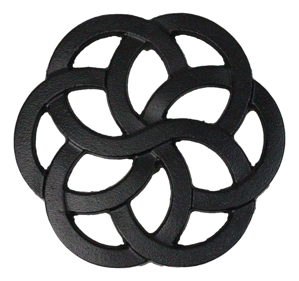 Floral Scroll Geometry Traditional Cast Iron Metal Tetsubin Teapot Trivet Stand