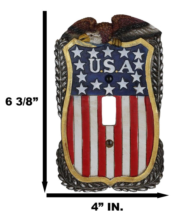 Patriotic American Bald Eagle On USA Flag Wall Single Toggle Switch Plates Set