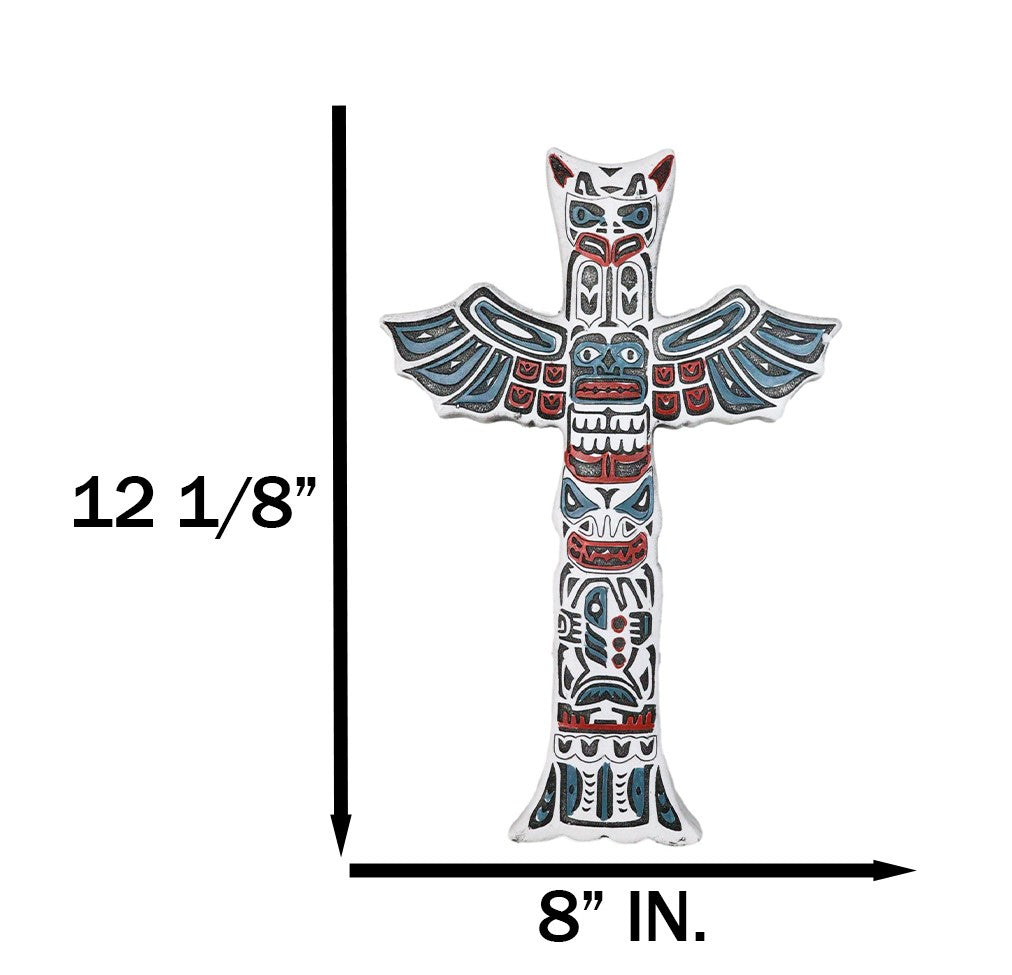Tribal Native Indigenous Tiki Animal Totem Pole Wall Cross Decor Plaque