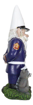 USA Patriotic Armed Forces Semper Fidelis Marine Gnome With Raccoon Statue