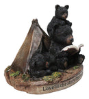 Bedtime Story Bear Family Camping Figurine Black Bears by Tent Forest Scene
