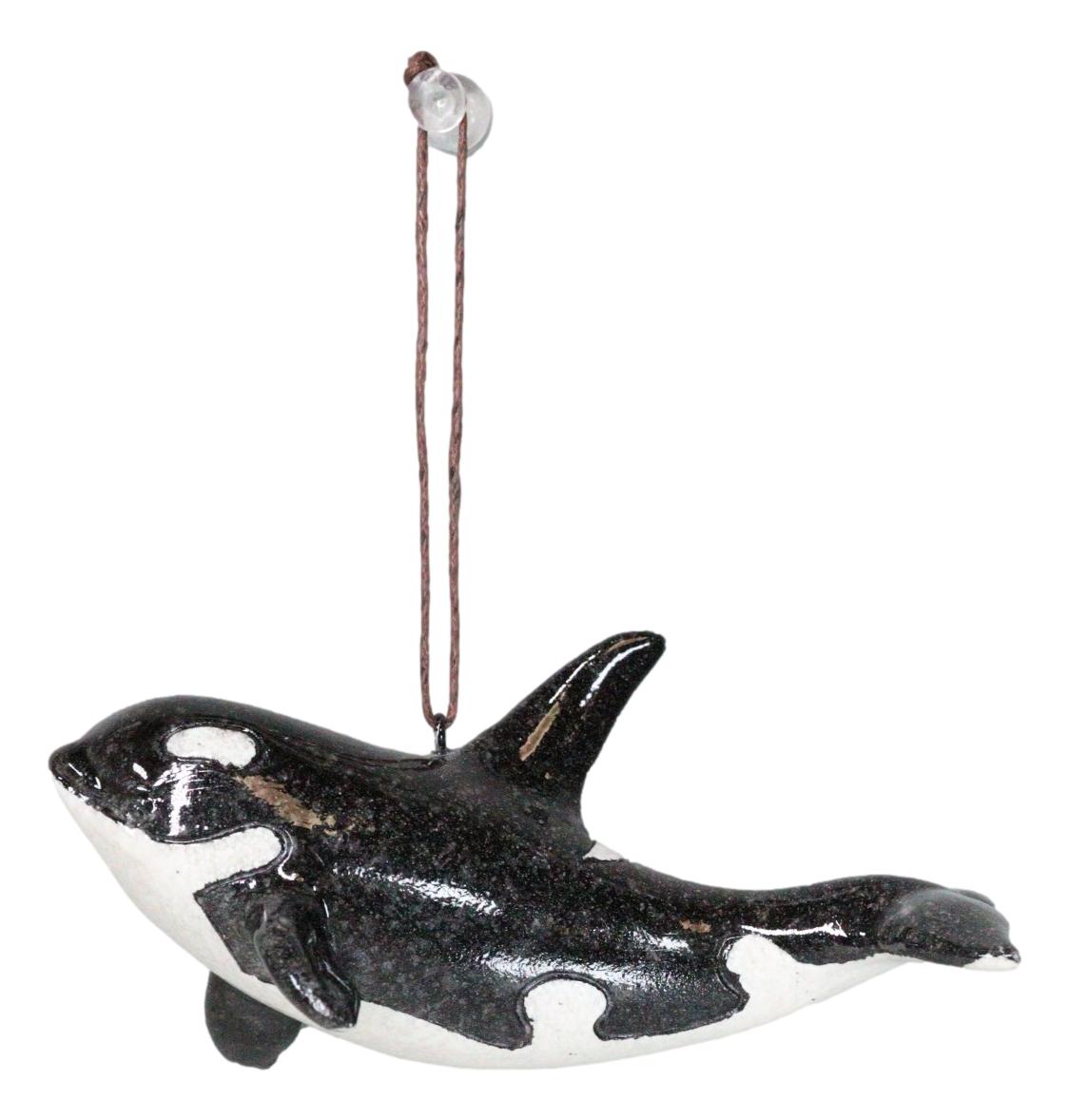 Set Of 6 Nautical Black Orca Whales Ocean Marine Wall Decor Tree Ornaments