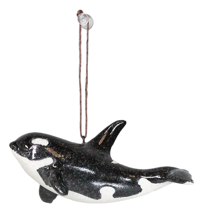 Set Of 6 Nautical Black Orca Whales Ocean Marine Wall Decor Tree Ornaments