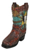 Western Star Texas Longhorn Colorful Faux Tooled Leather Cowboy Boot Money Bank