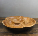 Rustic Live Edge Teak Wood Sectional Serving Dish Divided Snack Tray 4 Parts