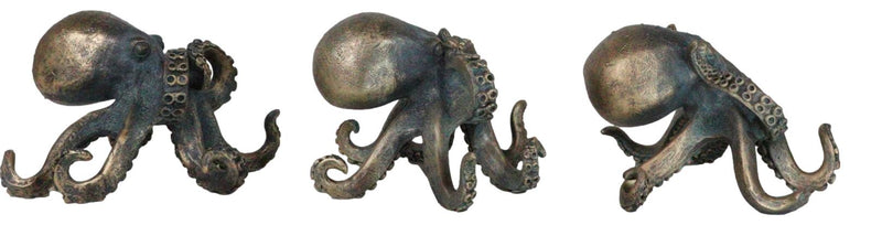 See Hear Speak No Evil Nautical Marine Sea Octopus Tentacles Figurines Set Of 3