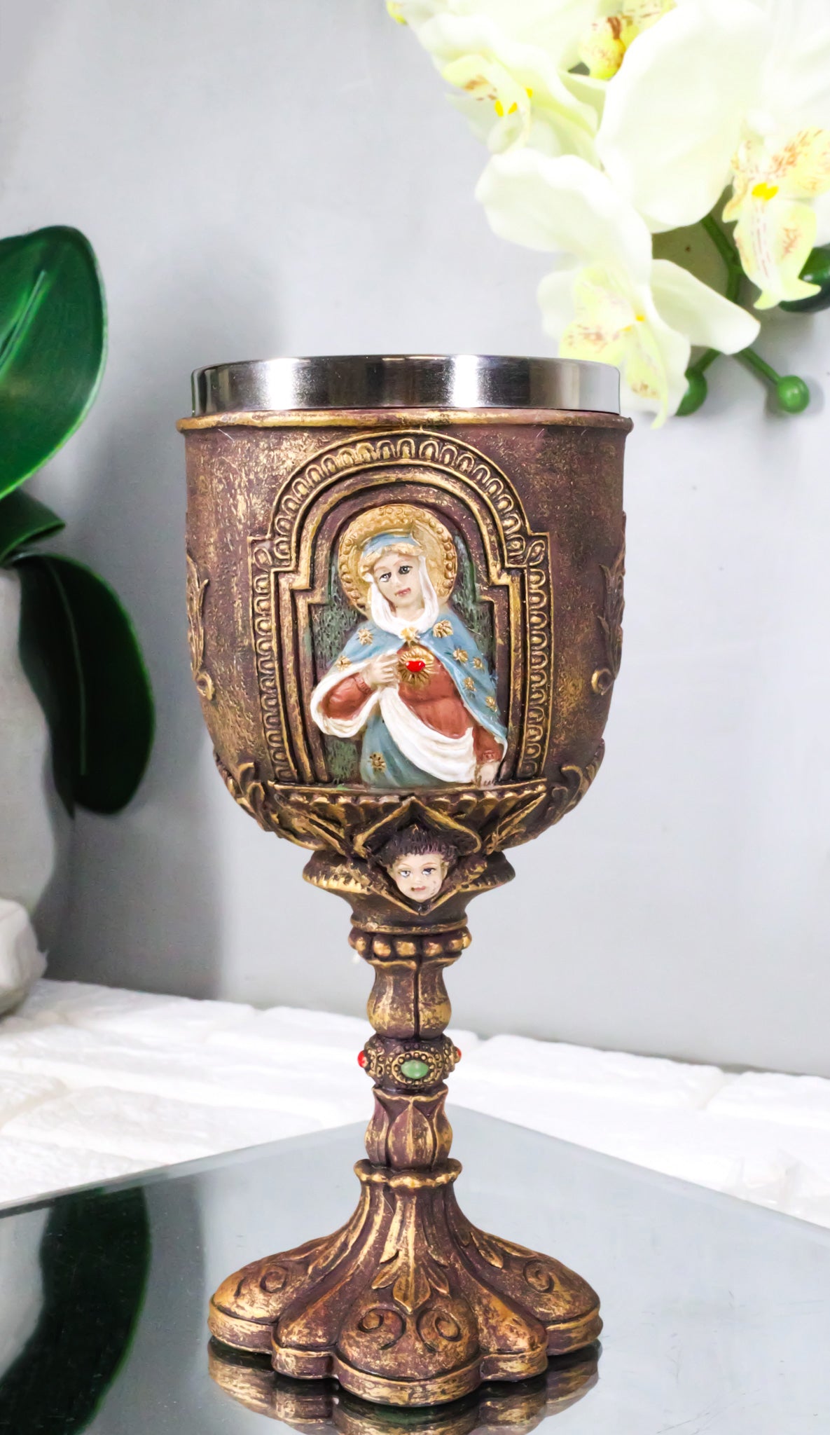 Sacred Heart Of Mary Immaculate Compassion Of The Virgin Mother Wine Goblet