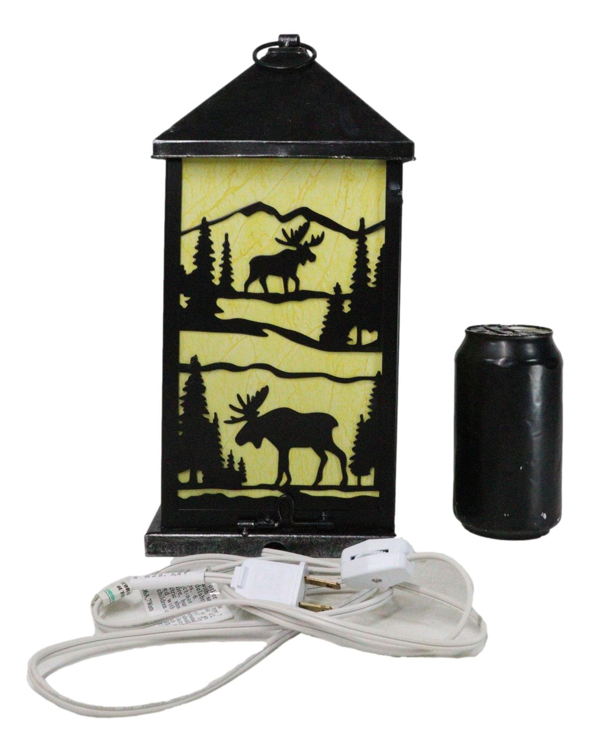 Rustic Deer Moose Scenic Forest Mountains Electric Metal Wall Or Floor Lantern - Ebros Gift