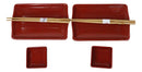 Red Black Melamine Wavy Sushi Plates Sauce Dishes And Chopsticks Set Serves 2