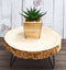 Unfinished Natural Wood Bark Round Slice with Metal Legs Pedestal Stand 9"D