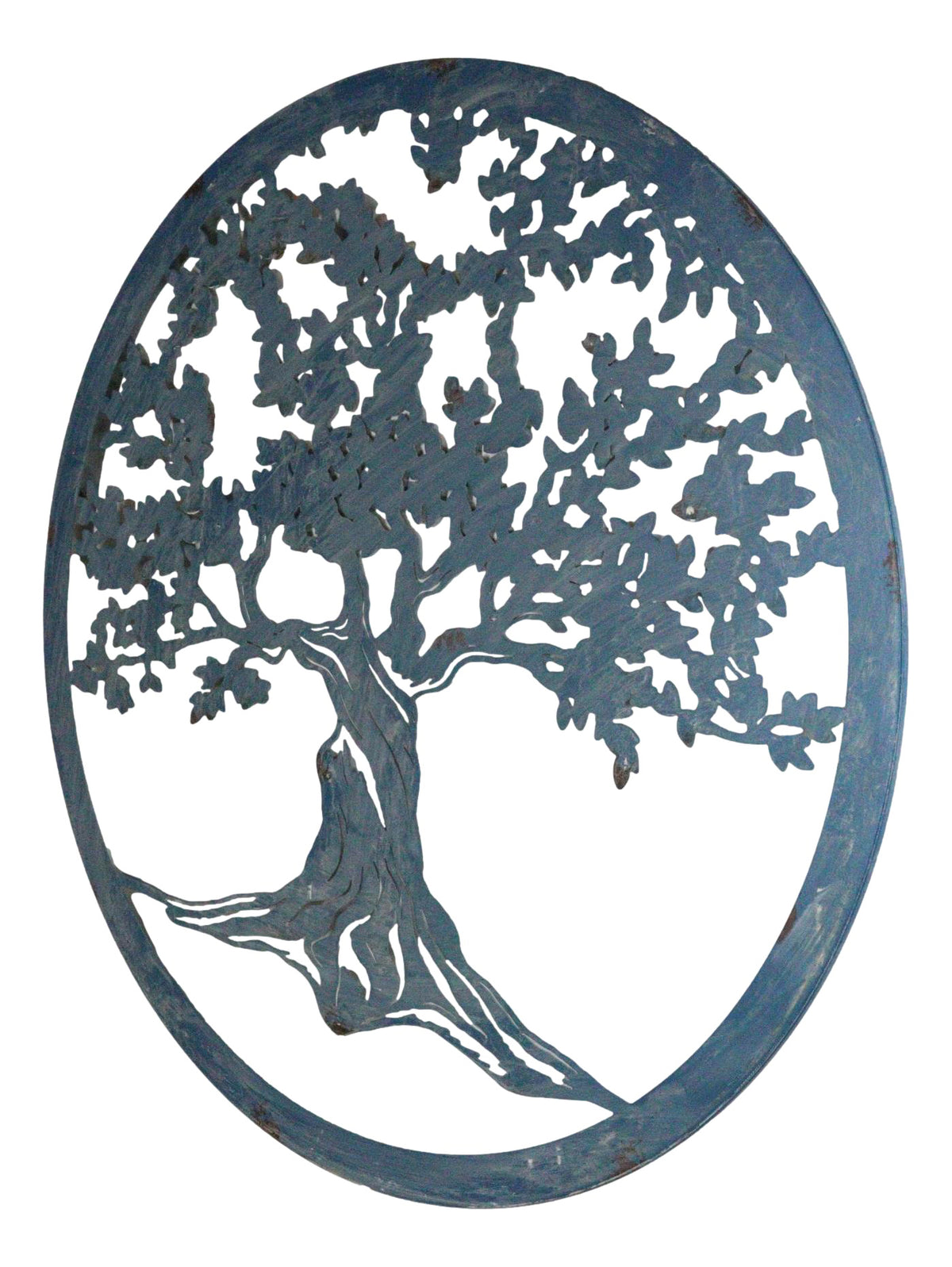 Blue 24"D Oversized Round Celtic Tree of Life Medallion Metal Wall Circle Plaque