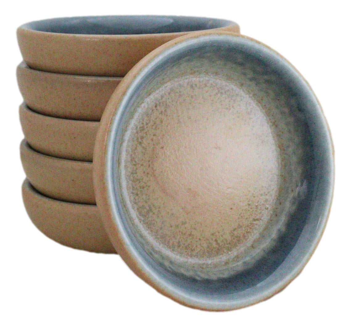 Pack Of 6 Ceramic Ao Nagashi Soy Sauce Oil Condiment Round Dishes Bowls 1.5Oz