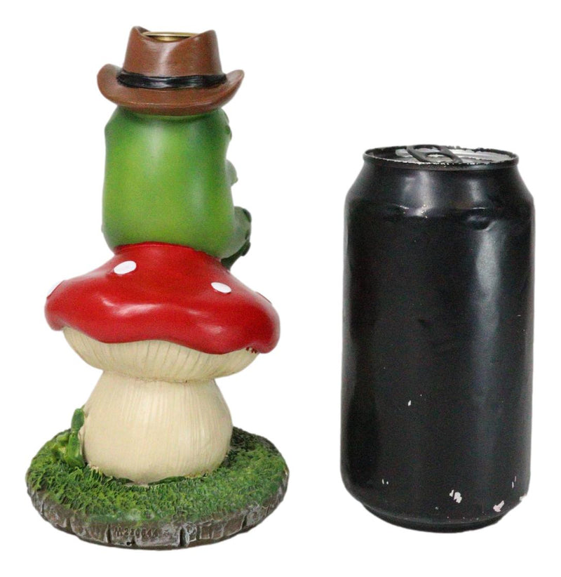 Western Outlaw Cowboy Frog On Mushroom Backflow Incense Cone Burner Figurine