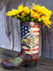 Rustic Western USA Flag Military Cross Olive Branch Cowboy Boot Vase Planter