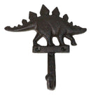 Pack Of 2 Cast Iron Rustic Jurassic Stegosaurus Dinosaur Wall Hook Sculptures