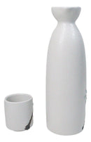 Yukino Hana Snow Flowers Porcelain Sake Carafe Flask 9oz And 4 Ochoko Cups Set