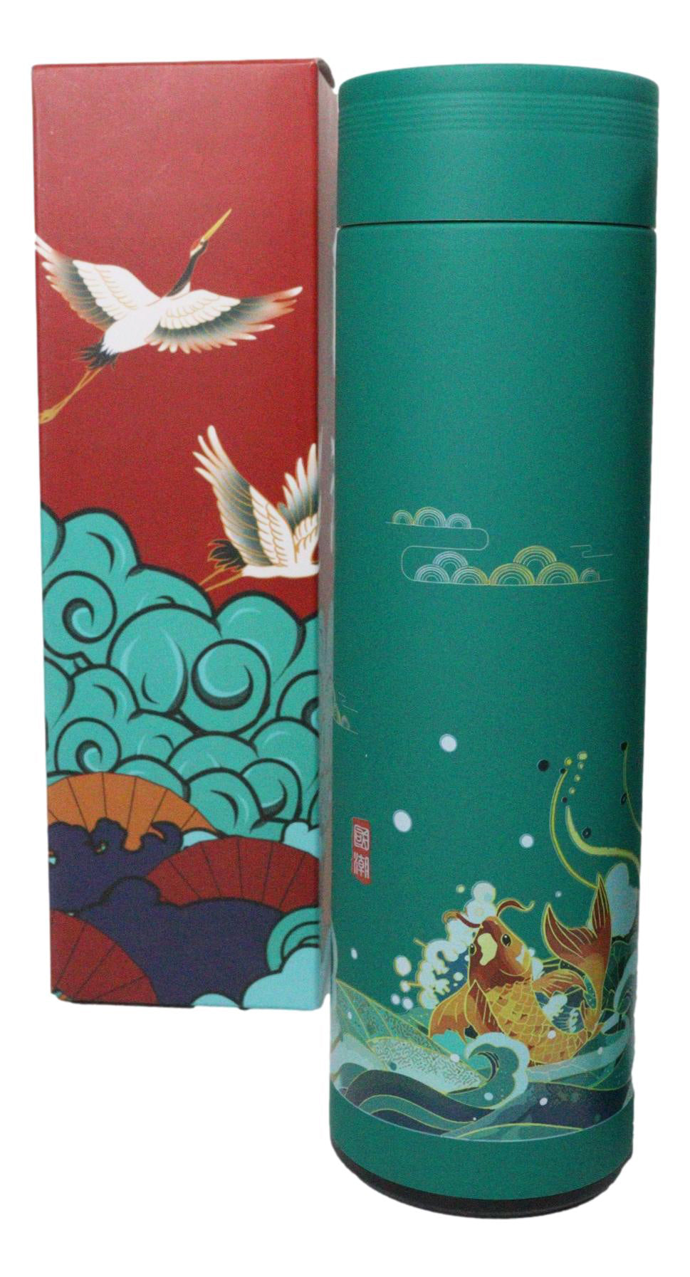 Lotus Koi 17oz Vacuum Insulated Stainless Steel Thermos Bottle With Tea Infuser