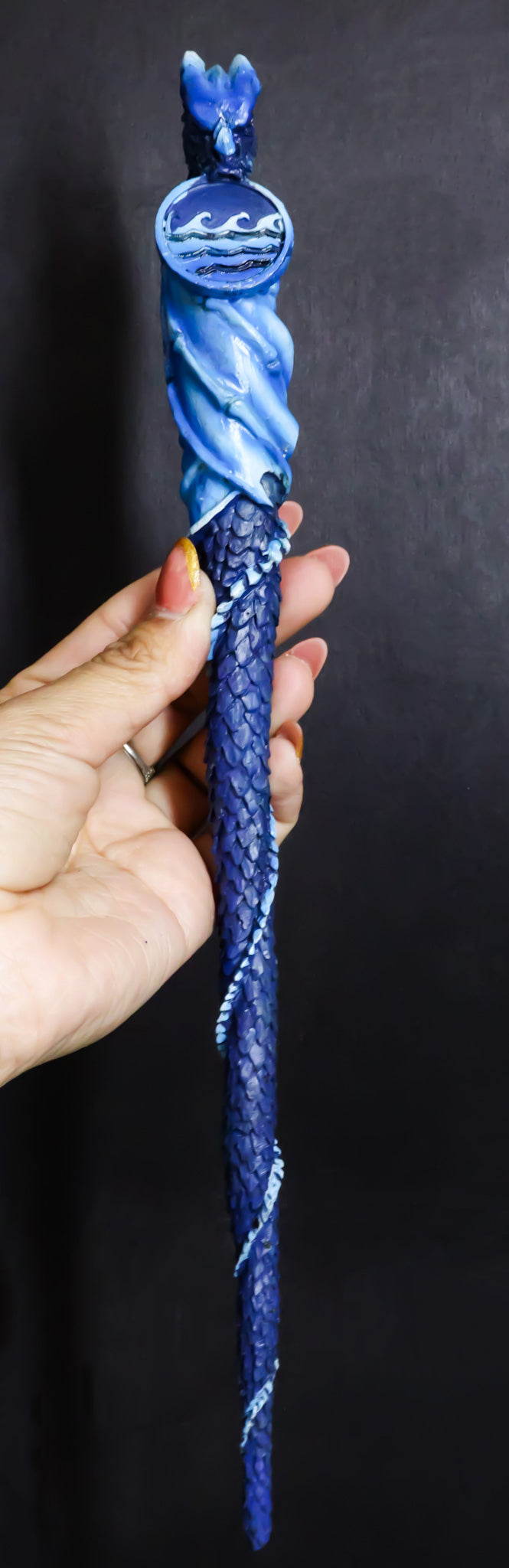 Blue Water Ocean Wave Drake Elemental Dragon Fantasy Cosplay Magic Wand 14" L